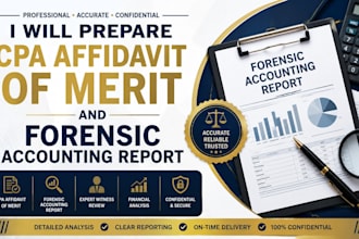 prepare CPA affidavit of merit and forensic accounting report