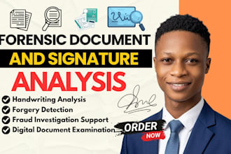 do forensic analysis for pdf document, signature and handwriting, report writing