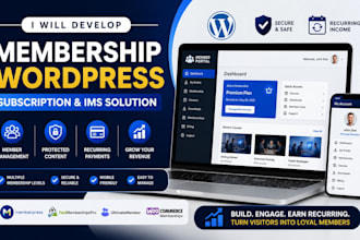 develop membership website wordpress membership subscription website ims website