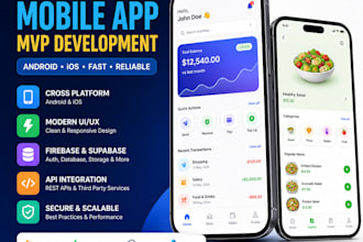 develop a flutter mobile app mvp for android and ios