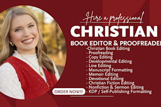 copy edit, proofread and format your christian book, devotional, memoir, novel
