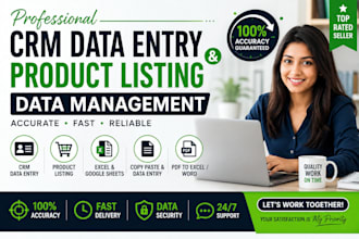 crm data entry, product listing and data management