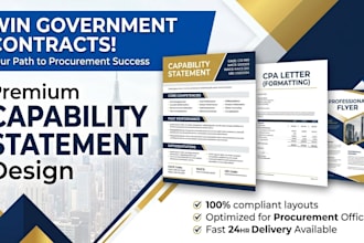 design government contract capability statement, CPA letter, and flyer