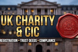 register UK charity, cic, draft trust deeds and compliance documents
