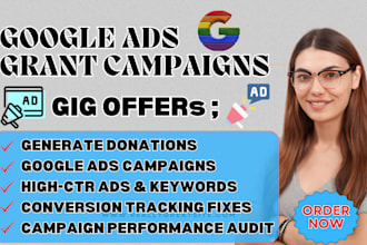google ads grant campaigns generate donation high CTR ads keyword for nonprofit