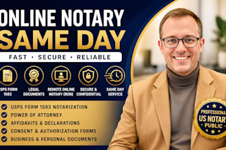 notarize usps form 1583 and legal documents online same day as US notary public