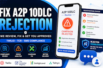 fix a2p 10dlc registration rejection