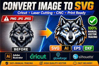 convert your photo, logo, sketch into clean svg files for cricut, laser cutting