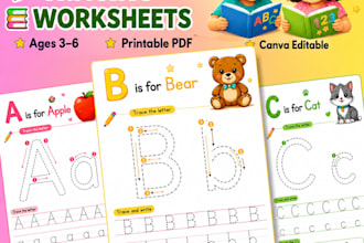 create alphabet, numbers, shapes tracing worksheets for kids