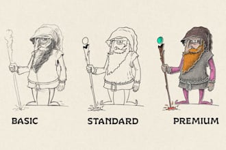 create a custom character illustration with one day delivery