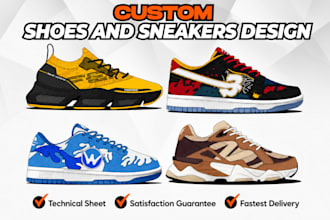 design custom shoes sneakers and detailed footwear tech pack