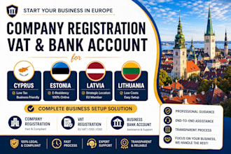 do company registration, vat, bank account in cyprus, estonia, latvia, lithuania
