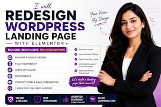 re design wordpress landing page with elementor for high conversion