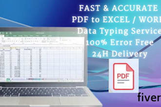 do fast PDF to excel data entry and typing work