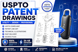 draw uspto patent utility design drawing illustration technical line art