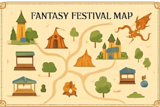 design vector maps, event maps, fantasy festival maps
