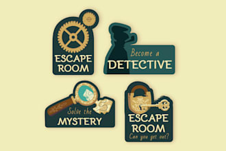 do a thrilling mysterious escape room detective logo