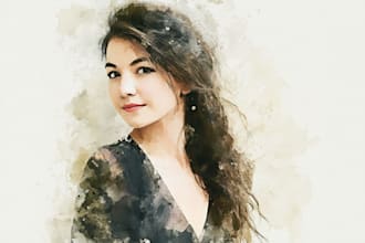 draw paint a classic and realistic watercolor portrait