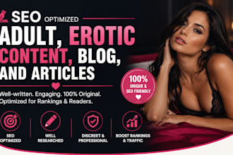 create SEO optimized adult, erotic content, blog, and articles