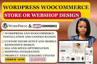 build wordpress woocommerce ecommerce store design website or redesign webshop