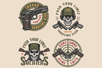 design a shooting club guns booms military logo