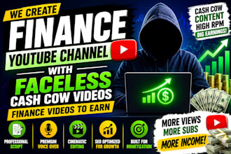 create finance channel with faceless cash cow videos finance videos to earn