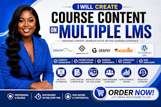 create course content on talentlms, learnworld, graphy, moodle and wordpress lms
