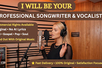 be your female gospel singer and lead christian songwriter for worship songs