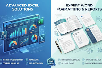 develop advanced microsoft excel dashboards automation formulas word documents