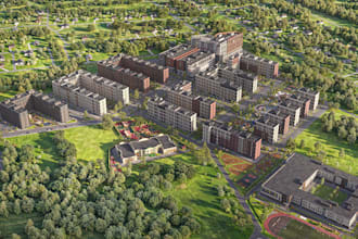 visualize 3d residential community,district landscape,urban planning,visualize 3