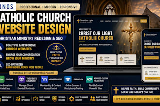 ionos catholic church website, religious worship christian ministry redesign SEO