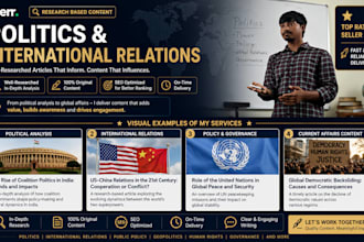 write professional article on politics, global politics and history