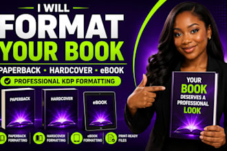 format your book for paperback, hardcover and ebook publishing