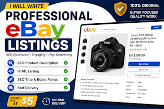 write SEO ebay product descriptions and HTML listings