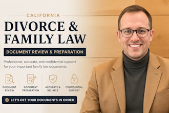 review and prepare california divorce and family law document