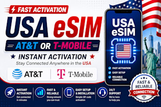 provide and activate USA esim with at t or tmobile
