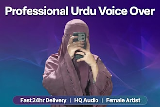 record a professional female urdu voice over for videos and ads