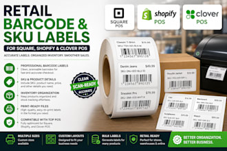 retail barcode and sku labels for square, shopify, and clover pos