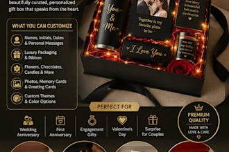 create a luxury anniversary gift box for couples