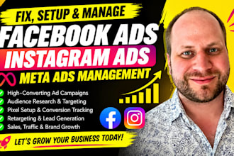 fix, setup facebook ads campaign, fb ads, instagram ads, and meta ads management