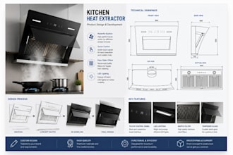 design 3d cad for kitchen heat extractor industrial product, range hood design