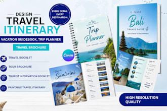 design travel itinerary, vacation guidebook, trip planner, travel brochure, kdp