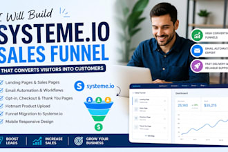 build systeme io sales funnel, landing page, hotmart, automation migrate funnel