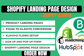 setup shopify email marketing, klaviyo email flows shopify landing page design