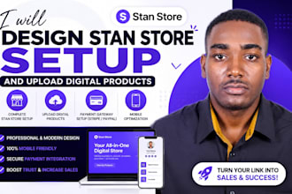 design stan store setup and upload digital products