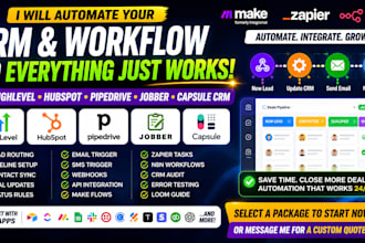 gohighlevel jobber pipedrive hubspot capsule automation on make crm zapier n8n