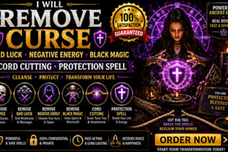 remove curse, bad luck negative energy black magic cord cutting protection spell