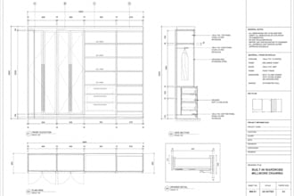 create custom millwork drawing for custom cabinetry, joinery, built in cabinets