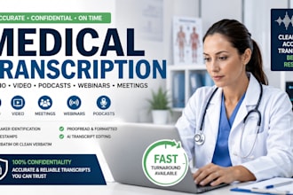 accurately transcribe medical audio, video podcasts, webinars, online meetings
