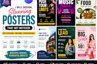 design canva posters, flyers, event, business and promotional graphics